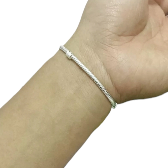 NEW! 925 Sterling Silver Snake Charm Bracelet for Women - Picture 2 of 4